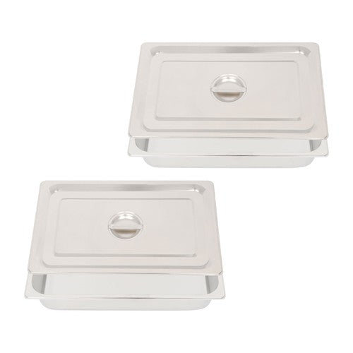 Restaurant Steam Table Pans 2 Pack Full Size 4 Inch Deep Thickened with Lid