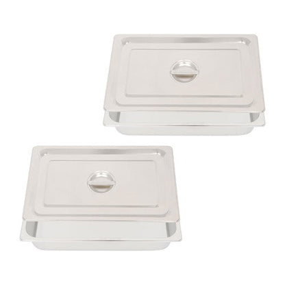 Restaurant Steam Table Pans 2 Pack Full Size 4 Inch Deep Thickened with Lid