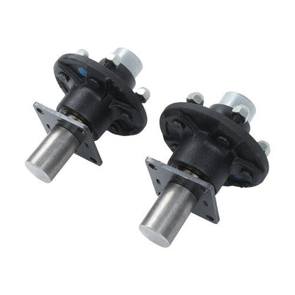 (2)- Pre-assembled- 5-lug - 4.5" Hub Kit & Flange #84 Spindle With Bearing Kit