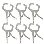 Adjustable C-Clamp Locking Pliers Set 11" Locking Welding With Swivel Pads 6 Pcs