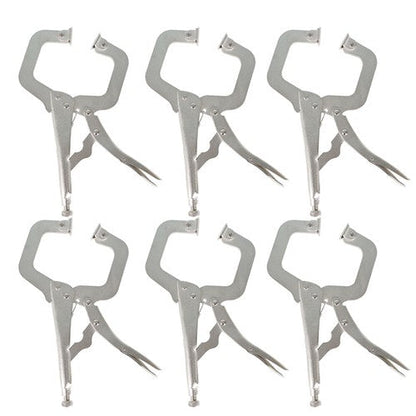 Adjustable C-Clamp Locking Pliers Set 11" Locking Welding With Swivel Pads 6 Pcs