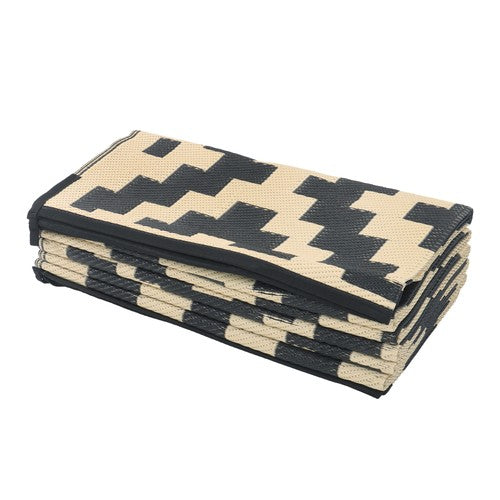 9x12ft Outdoor Plastic Straw Rug For Camping Outdoor Carpet RV Mat Black & Beige