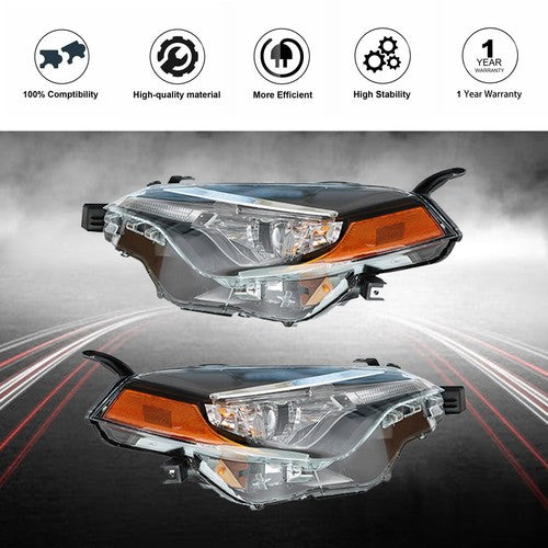 For Toyota Corolla L Le Eco 2017-2019 Headlight Projector Set Halogen L+R Clear