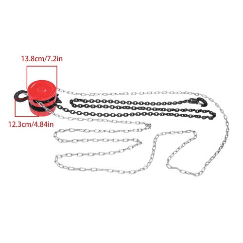 Chain Hoist Chain Block 1 Ton Capacity 10 Feet Lift Steel Construction Red