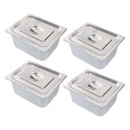 Restaurant Steam Table Pans 4 Pack 1/2 Size 6 Inch Deep Thickened with Lid