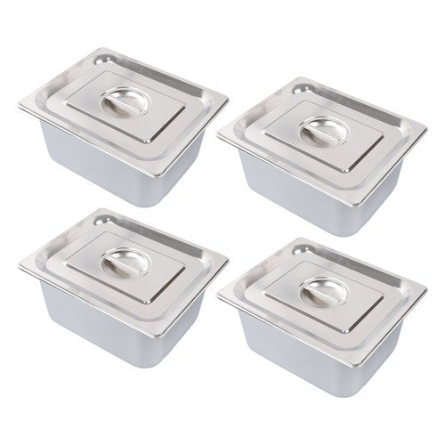 Restaurant Steam Table Pans 4 Pack 1/2 Size 6 Inch Deep Thickened with Lid