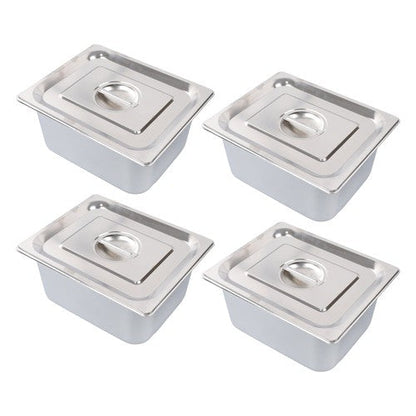 Restaurant Steam Table Pans 4 Pack 1/2 Size 6 Inch Deep Thickened with Lid