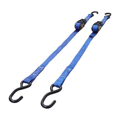 Ratchet Strap*2 Steel+Polyester Blue Fracture Strength 2400lbs 1in*4ft S Hooks