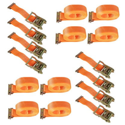 2 "x 20' 4000 lb E-Track Ratchet Straps Orange Heavy Duty Tie Downs New 8 Set