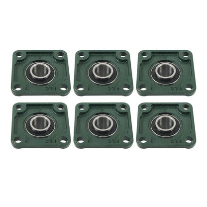 6Pcs UCF205-16 Pillow Block Flange Bearing 1" Bore Solid Base Self Aligning