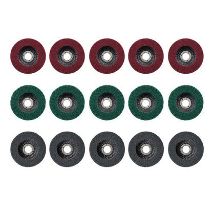 Flap Wheels Set 180# 320# 600# 5 Pcs of each Scour Flap Disc 15 Pcs 4.5 Inch