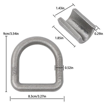 1/2 Inch Heavy Duty Weld-On Forged D Ring Fracture Strength 12,000lbs (12 Pack)