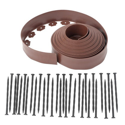 Garden Edging Kit With Anchoring Spikes Plastic No Dig Lawn Border L-shaped Lawn