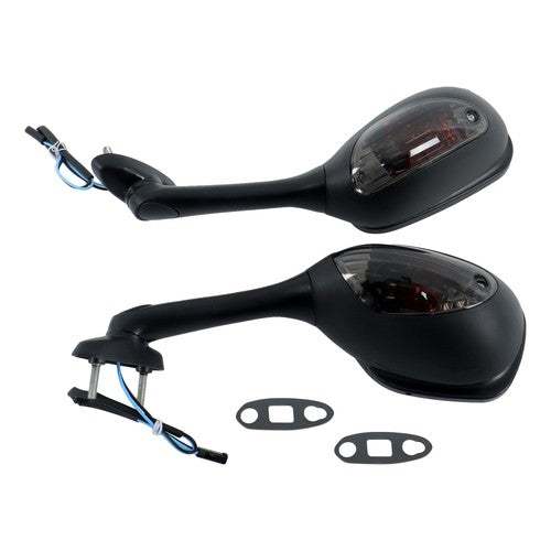 Black Mirrors Smoke Turn Signals For Suzuki GSXR 600 750 1000 2005-2015