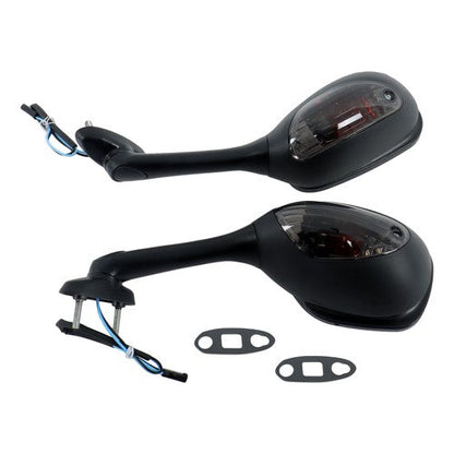 Black Mirrors Smoke Turn Signals For Suzuki GSXR 600 750 1000 2005-2015