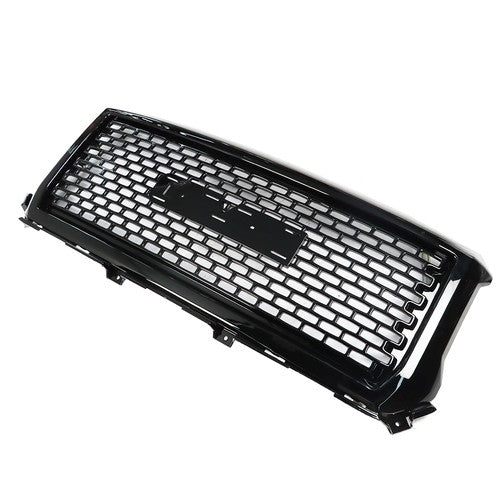 For GMC Sierra 1500 2014 2015 Front Hood Mesh Grill Glossy Black Plastic Durable
