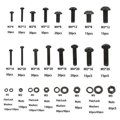 1625 Pcs M2 M3 M4 M5 Bolts and Nuts Hex Socket Head Screw Assortment Kit
