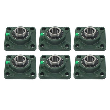 6Pcs UCF205-16 Pillow Block Flange Bearing 1" Bore Solid Base Self Aligning