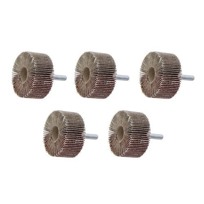 Aluminum Oxide Shank Mounted Flap Wheels, 2" x 1" x 1/4", 120 Grit - 5 Pack