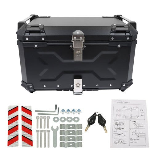 65L Black Motorcycle Tour Tail Box With Security Lock Waterproof Top Case