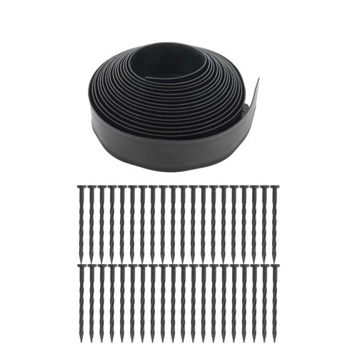 No Dig Lawn Border L-shaped Lawn Garden Edging Kit With Anchoring Spikes Plastic