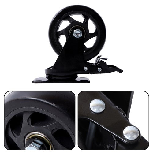 4 Inch Universal Heavy Duty Swivel Caster Wheels × 4 with Brakes Black
