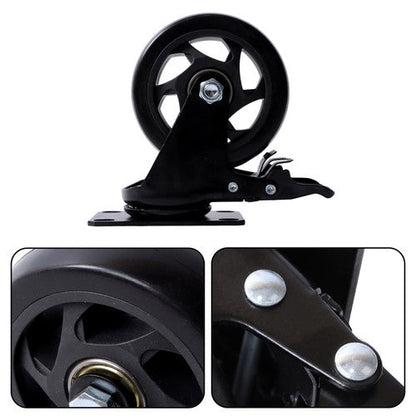 4 Inch Universal Heavy Duty Swivel Caster Wheels × 4 with Brakes Black
