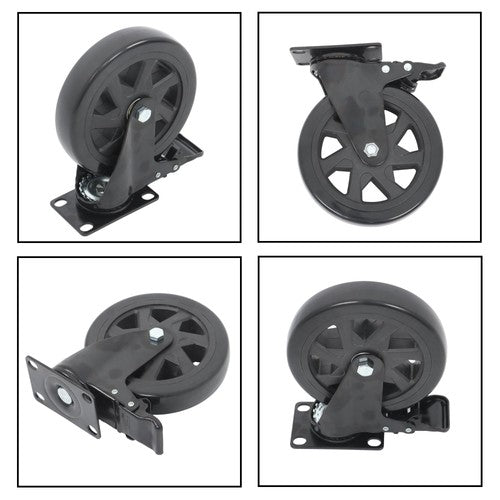 4 × 6" Heavy Duty Caster 360° steering Black W/Brake Quiet, Smooth