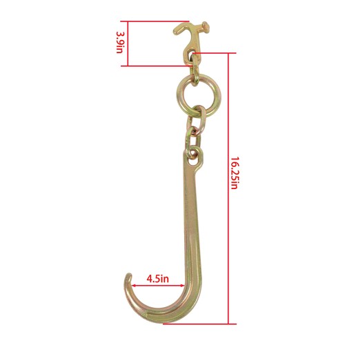 15 Inch G70 J Hook w/T-J Hook 5400 Lbs Working Load Limit Towing Hooks
