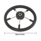 New Stainless Steel Yach Steering Wheel with PU Foam 5 Spoke 13-7/8 Inch?Black?