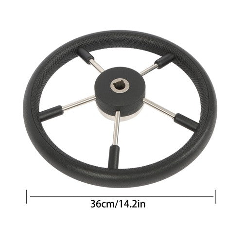 New Stainless Steel Yach Steering Wheel with PU Foam 5 Spoke 13-7/8 Inch?Black?