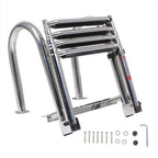 New Stainless Steel Telescoping Boat Ladder 4 Step Foldable Hand armrest