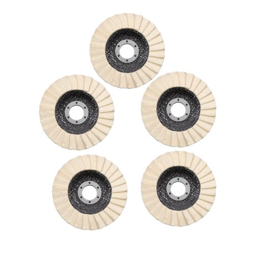5PCS 4.5"×7/8" Felt Flap Disc Polishing Flap Discs Wool Flap Buffing Wheel Pad