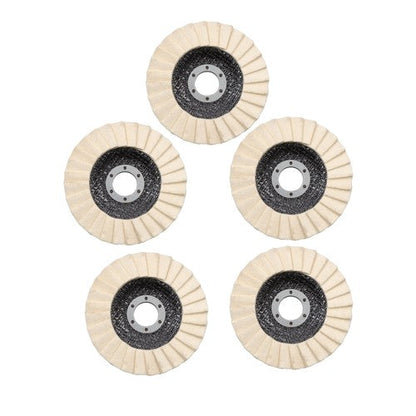 5PCS 4.5"×7/8" Felt Flap Disc Polishing Flap Discs Wool Flap Buffing Wheel Pad