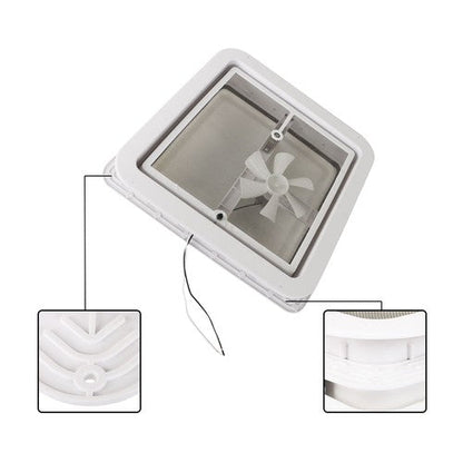 For Camper Trailer Universal White 14" × 14" RV Roof Vent Fan Kit 12V 6" Blades