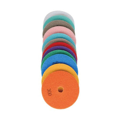 14 Pack 4 Inch Diamond Polishing Pads Kit with 2PCS 5/8’’-11 Backer Pad