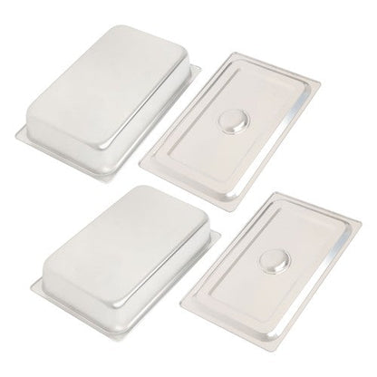 Restaurant Steam Table Pans 2 Pack Full Size 4 Inch Deep Thickened with Lid