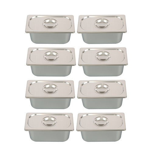 Restaurant Steam Table Pans 8 Pack 1/3 Size 6 Inch Deep Thickened with Lid
