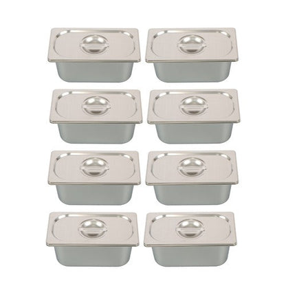 Restaurant Steam Table Pans 8 Pack 1/3 Size 6 Inch Deep Thickened with Lid