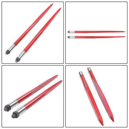 For Tractors Loaders 2pcs Hay Bale Spear 43" 3000 lbs Capacity Spike Fork