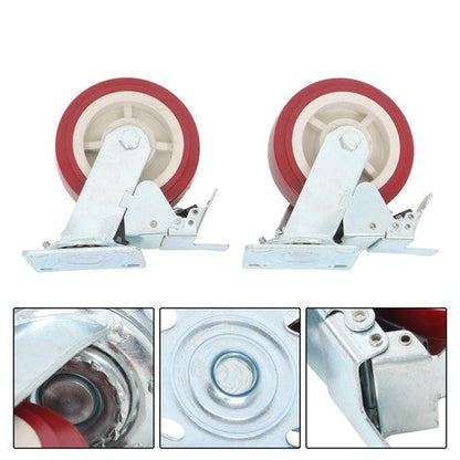 Four 6" red industrial casters 2 with brakes 2 without brakes