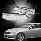 White LED Bumper Side Marker Lights Lamps Clear For 2003-2007 Infiniti G35 Coupe