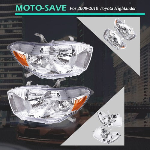 Headlight Headlamps Assembly Fit For Toyota Highlander 2008-2010 LH+RH Side Pair