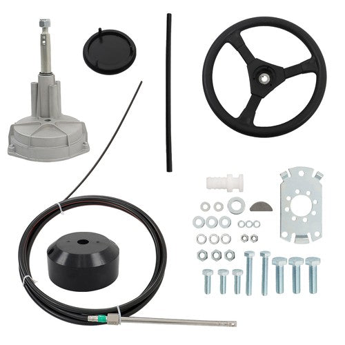 New 15 FT Boat Rotary Steering System Outboard Kit Marine W/ 12.4" Wheel SS13715