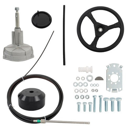 New 15 FT Boat Rotary Steering System Outboard Kit Marine W/ 12.4" Wheel SS13715