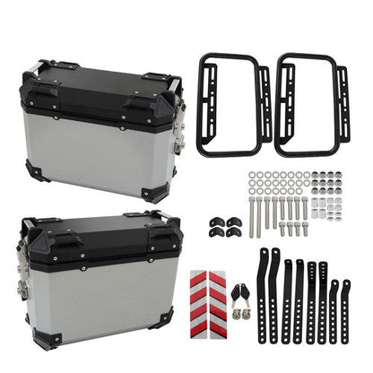 Silver 36L Motorcycle Side Case Hard Saddlebag Box Trunk Tour with Support Racks