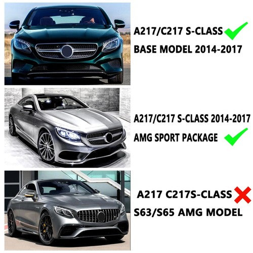 For 2015-2017 Mercedes Benz W217 S500 S550 GT Front Bumper Grille Glossy Black