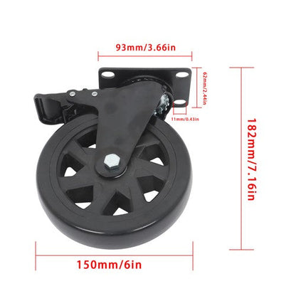 4 × 6" Heavy Duty Caster 360° steering Black W/Brake Quiet, Smooth