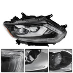 For Nissan Rogue 2014-2016 RH&LH Black Housing Clear Lens LED Type Headlights
