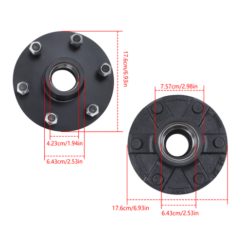 6 on 5.5' Trailer Hub Kit For 3500 lbs. #84 Spindle With Trailer Bearing